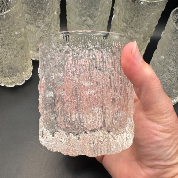 MCM Goebel Charlottenhutte Icicle Bark Textured Highball Tumbler Clear Glasses - Picture 13 of 15